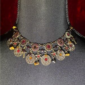 Elegant Gold and Red Statement Necklace